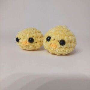2 Handmade Crochet Yellow Chicks
